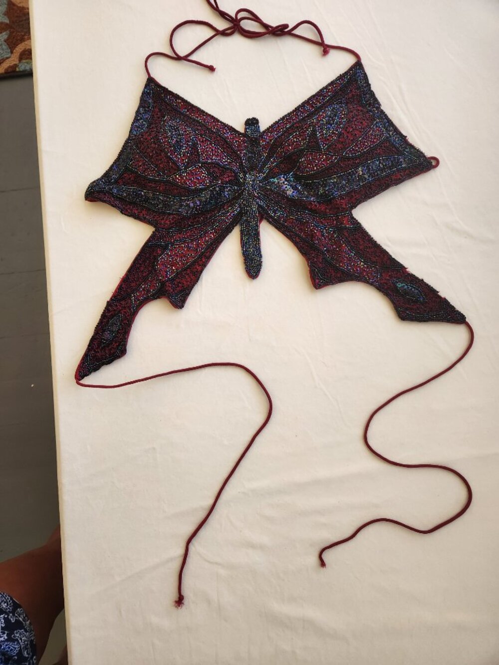 Vintage Passport Beaded Butterfly Top Size M Adjustable Straps Festival - Picture 3 of 8